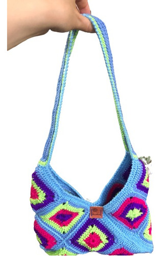 Bolso Hobo, Tejido En Hilo Macramé Con Técnica Grannys