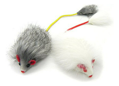 Juguete - Kats'n Us Real Rabbit Fur Long Hair Mouse With Ela