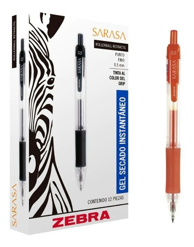 Caja 12pcs Lapiz Rollerball Gel Secado Rapido Zebra Sarasa 