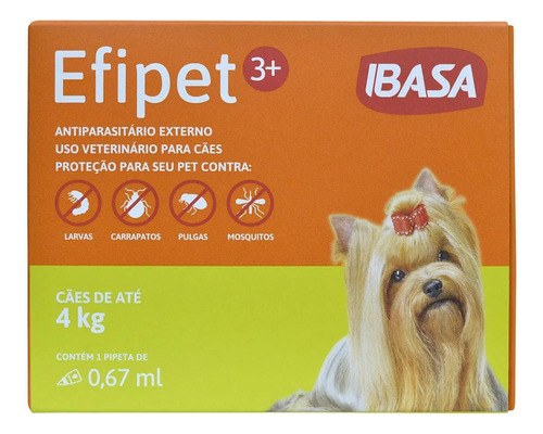 Efipet 3+ Cães Até 4kg 1 Pipeta 0,67ml