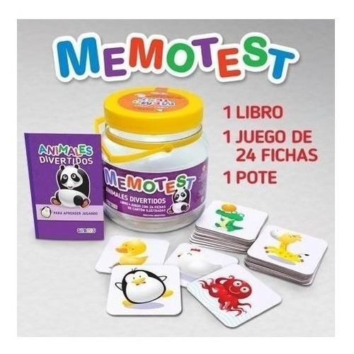 Memotest Animales Libro + Juego Con 24 Fichas Ilustradas