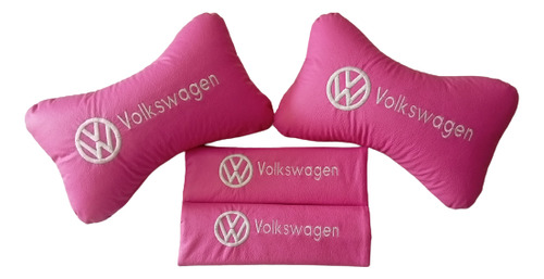 Kit Portacinturones Y Almohadas Apoya Cabeza Semipiel Vw 