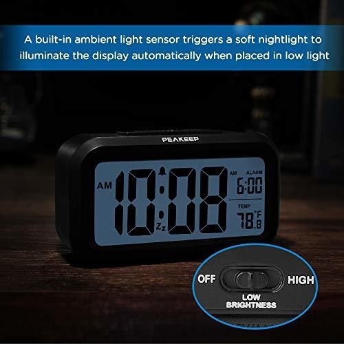 Peakeep Reloj Despertador Digital Con Luz Nocturna Inteligen