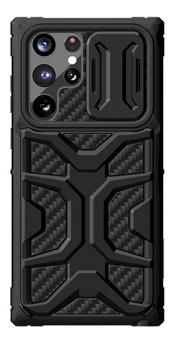 Estuche Anti Golpes Nillkin Adventurer Protección Cámara Para Galaxy S22 Ultra - Negro (Carbon Fiber)