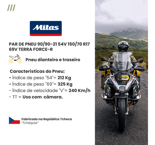 Pneu Moto 90/90-21 + 150/70 R17 Mitas Terra Force-r
