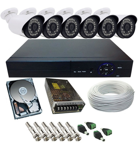 Kit Residencial 6 Câmeras Hd 1.3 Mp Dvr 8 Canais Luxvision