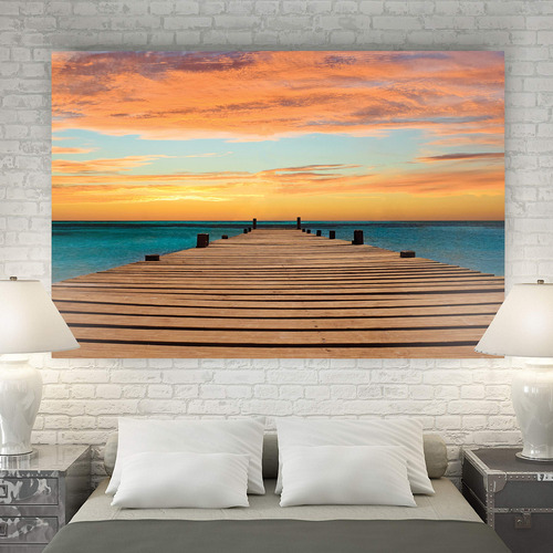 Decoración Moderna En Lienzo Atardecer En Aruba 30 X 45 Cm