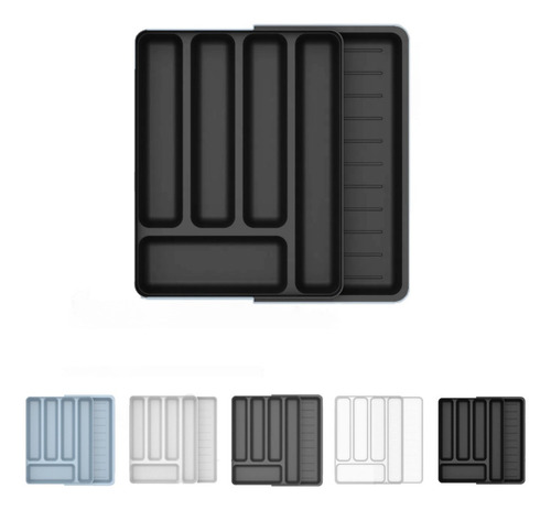 Organizador De Gaveta Extensível Talheres Utensílios Glacial Cor Preto