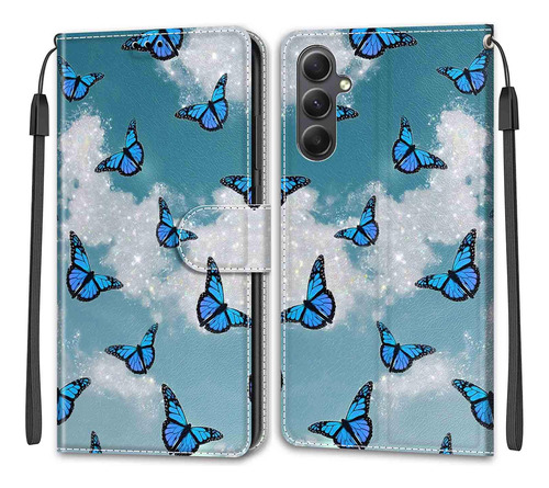 Bonita Funda De Piel Tipo Cartera Con Forma De Mariposa Para