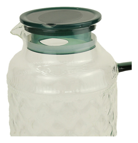 Set De Jarra De Vidrio Con Tapa Verde Y Vasos Verde Oscuro