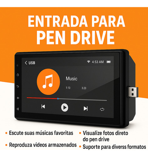 Central Palio Attractive Android Espelhamento Wi-fi 7 Pol