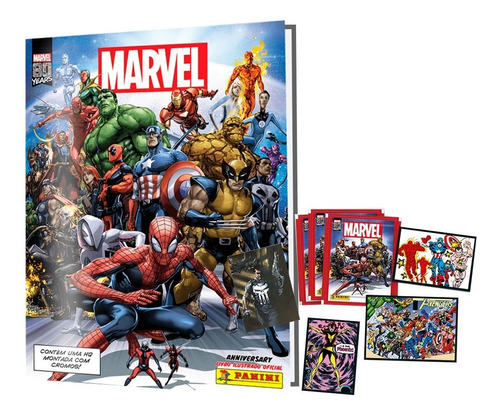 Combo Marvel 80 Anos Álbum+ 80 Figurinhas+ 20 Cards Oferta