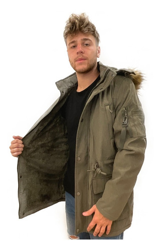 Campera Parka Abrigada Capucha Hombre Gabardina Importada