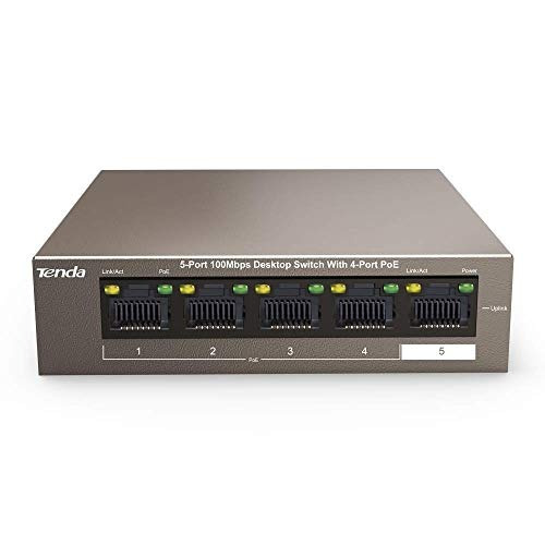 Tenda 5 Port Fast Ethernet Poe+ 58w Desktop Switch 10 100m