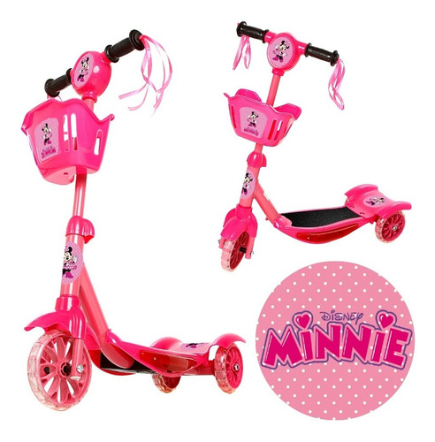 Patinete Para Crianças Scooter 3 Rodas Brinquedo Infantil De Cor Rosa Minnie
