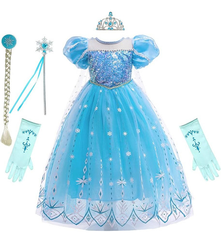Rexreii Niñas Frozen Elsa Princesa Vestido Halloween Disfraz
