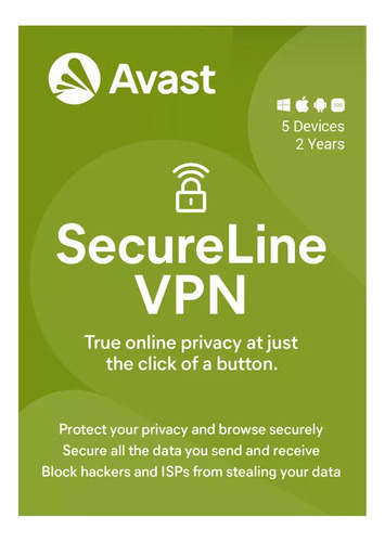 Vpn Avast Secureline Vpn  2024 - 5 Dispositivos - 2 Años