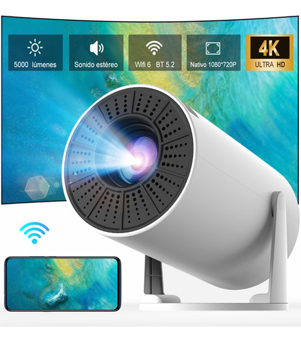 Proyector Portátil 4k Hd 1080p Android Wifi Led Smart Tv Color Blanco
