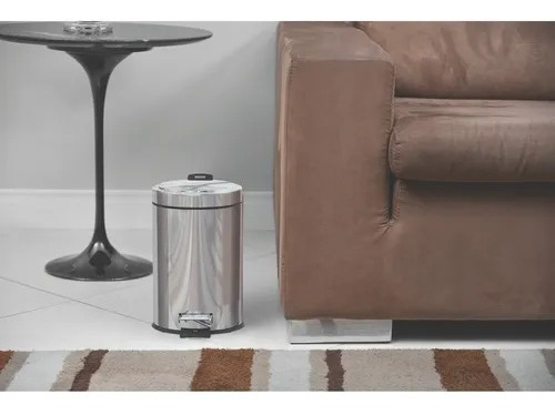 Imagem 6 de 11 de Lixeira Inox Tramontina Com Pedal Em Aço 5l 94538105 Cor Cinza