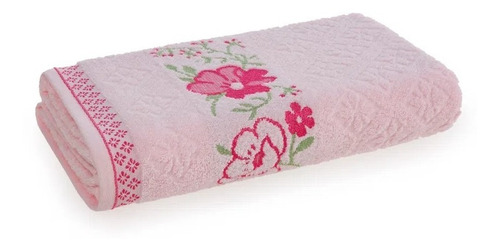 Toalha De Rosto Karsten Fio Cardado Yuna 48cm X 80cm Cor Rosa-claro Floral