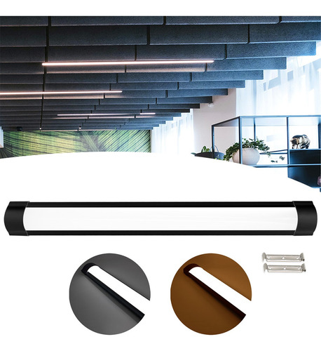 Luminária Tubular Sobrepor Led Linear Capa Preto 60cm 20w Cor Branco Frio 110v/220v