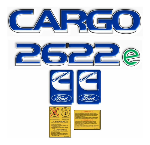 Adesivo Ford Cargo 2622 E Emblema Resinado 17650 Cor Azul