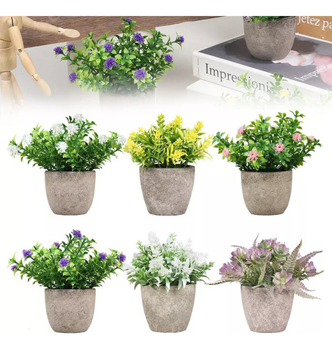 6 Pls Artificiales Macetas Detivas Bonsai Hogar