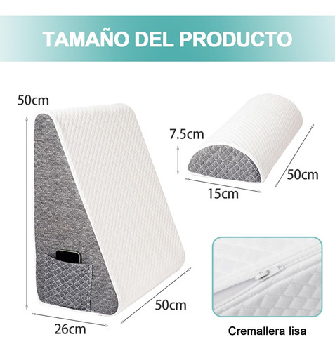Almohada Antireflujo Cojines Cuña Grande Ajustables Respaldo