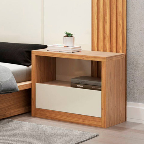 Kit Quarto Cama + 2 Mesa De Cabeceira + Cabeceira 3,0m Cor Freijó Com Off White