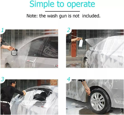 Pistola Lavado Coche Espuma Ajustable 3 En 1 Con Botella 1l