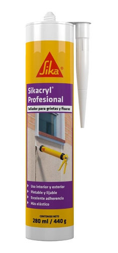 Sikacryl Sellador Acrílico Sika Para Grietas Y Fisuras 280cc