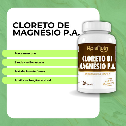 Cloreto De Magnésio Pa Apisnutri 120 Cápsulas Pote