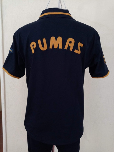 Playera Pumas Unam Retro Cuello Polo Manga Larg Espalda Lisa