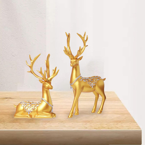 2x Colección De Figuras De Alce Adornos De Escritorio Para