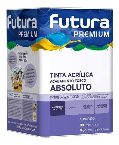 Tinta Latex Futura Fosco Premium Fosco Absoluto 18 L  Cores 