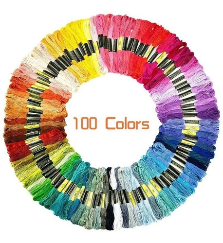 Imagen 1 de 7 de Hilo Para Bordar, 100 Madejas Colores Surtidos 100 Pza 