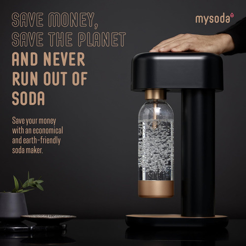 Máquina De Agua Carbonatada Ruby 2, 1 Litro, Negra Y Cobre