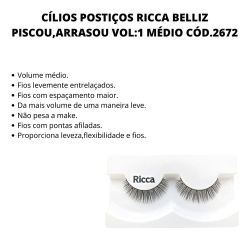 Cílios Postiços Ricca Belliz Piscou,arrasou Vol:1 Médio