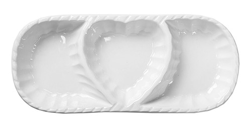 Petisqueira Coração Cerâmica Branca 28,4cm Class Home