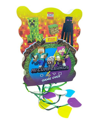 Minecraft Piñata Decoración Cotillón Cumpleaños Videojuegos 