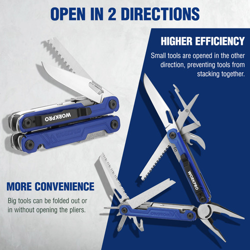Alicates Multiherramientas Workpro 18 En 1 Con Funda Azul