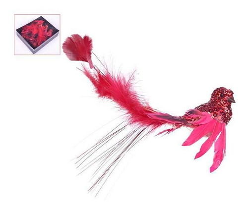 Pajaro Rojo Con Plumas Y Escarcha 18x9 Cm - Spineto