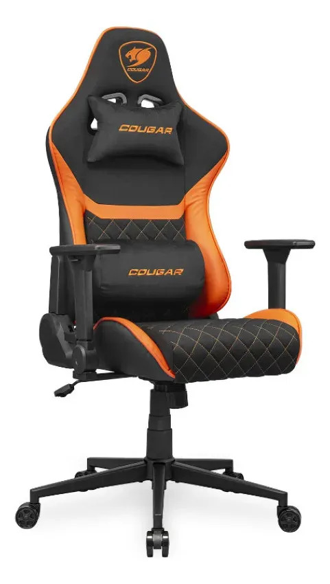 Silla Gamer Cougar Armor One V2 Black F Soporte Máx. 120 Kg Naranja Cuero Sintético