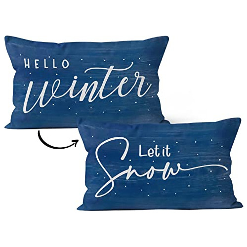 Funda De Almohada Decorativa Navidad Hello Winter Let I...