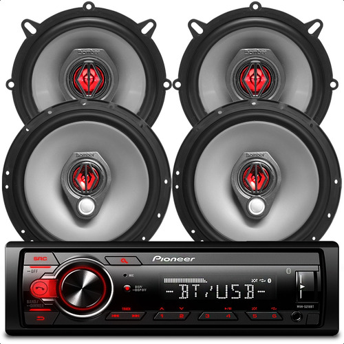 Combo Rádio Pra Carro Pioneer Top + Alto Falantes 50w 4 Ohms