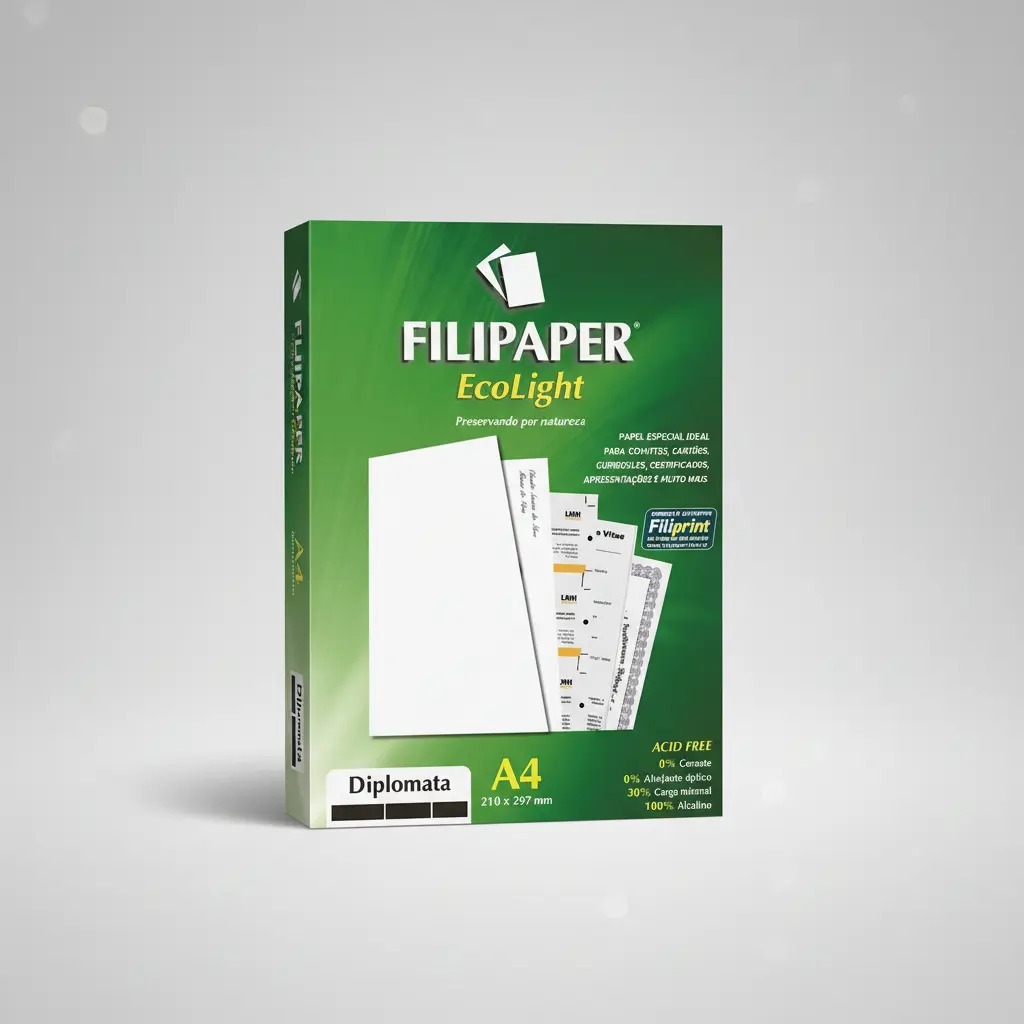 Papel Diplomata Ecolight A4 120g Filipaper 30 Folhas Branco Texturizado