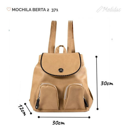 Imagen 2 de 5 de Mochila Mujer Urbana Eco Cuero Doble Bolsillo 371 Citadina