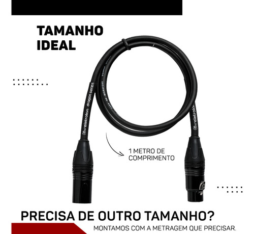 Kit 3 Cabo De Microfone Balanceado Xlr Macho E Femea 1 Metro