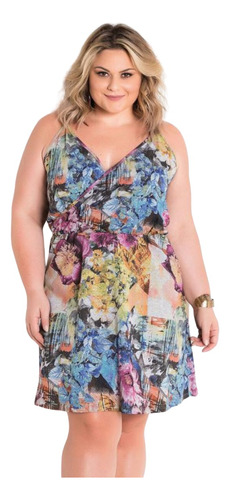 Vestido Feminino De Alças Plus Size Curto Alcinha Evasê