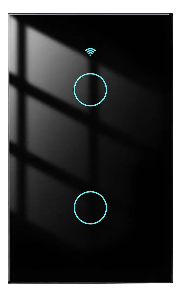 Apagador Inteligente Wifi Sin Cable Neutro 1,2 O 3 Canales Color dos interruptores negro